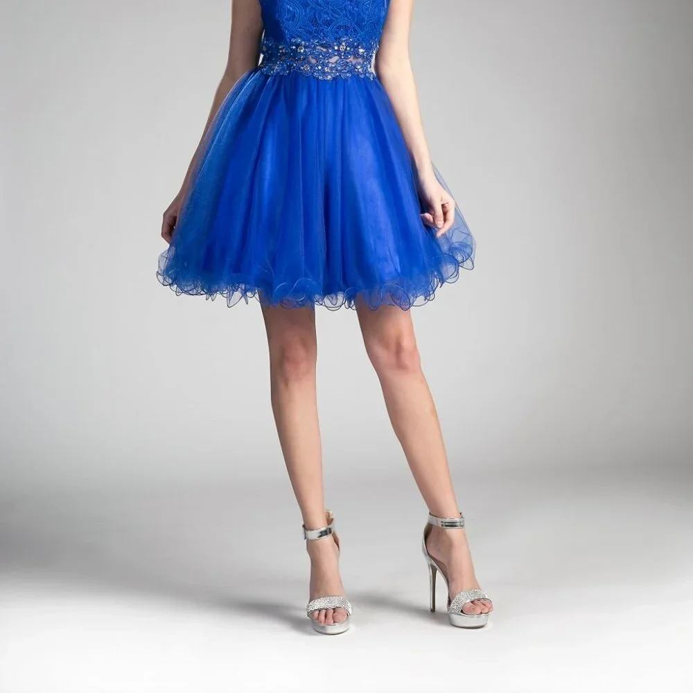 NEW ROYAL  Scoop Neck Lace Bodice A-Line Dress CD0117 - Picture 2 of 4